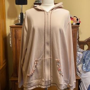Beige Hoodie W/Stone Detail
